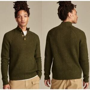 NWT Lucky Brand Nep 1/4 Mock Neck Rib Knit Sweater Olive Night Men's Size Large